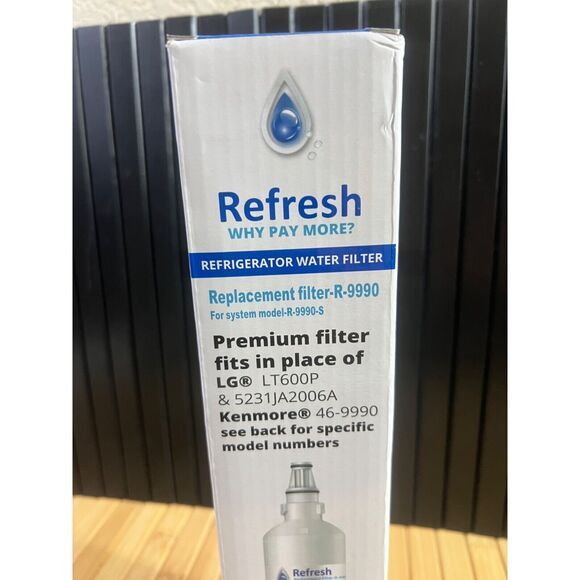 NEW in BOX Refresh Replacement Water Filter R-9990 Fits LG Kenmore Refrigerators - Picture 2 of 16